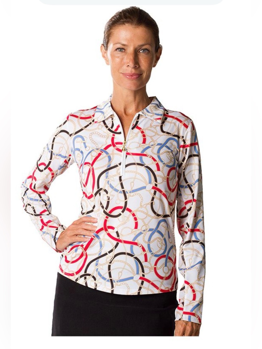 SanSoleil SolCool UV 50 Curvy Print Polo Medium